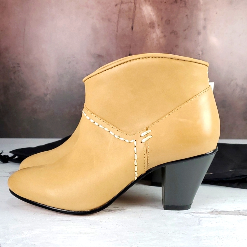 Maje | Olivette Camel Raw Leather Boho Festival Western Ankle Boots